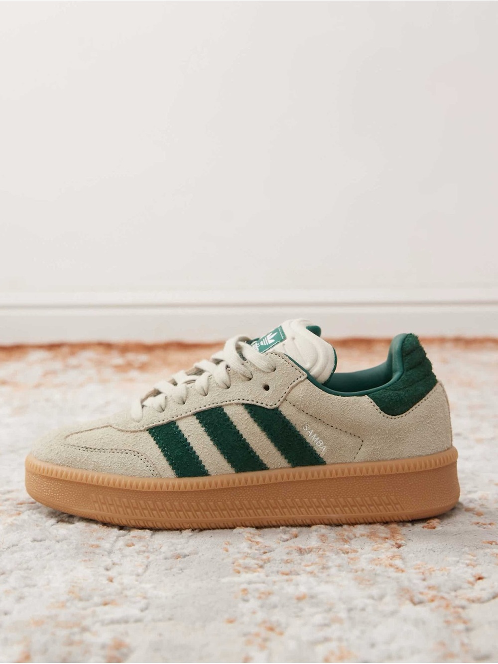 adidas Originals Samba XLG sneakers in cream and green Sz 8.5